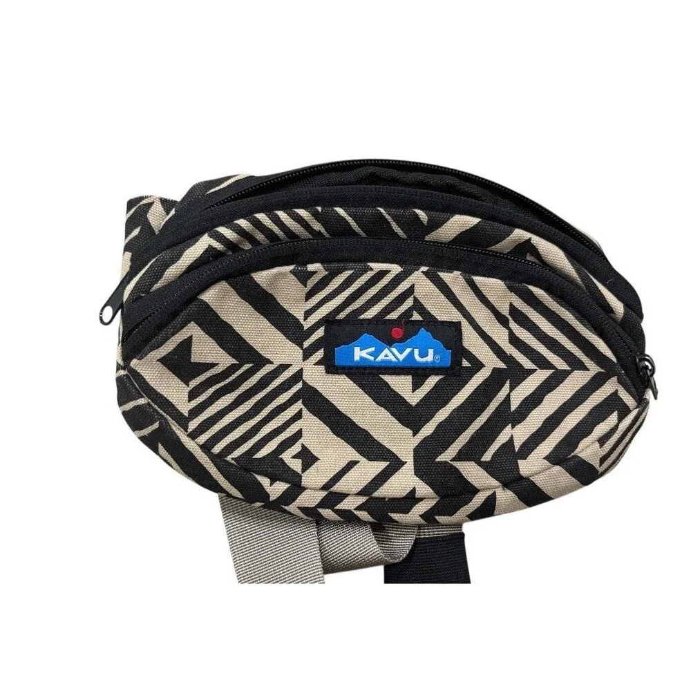 Kavu Spectator Waist Belt Bag Fanny Pack Pouch Canvas Lobby Tile Black